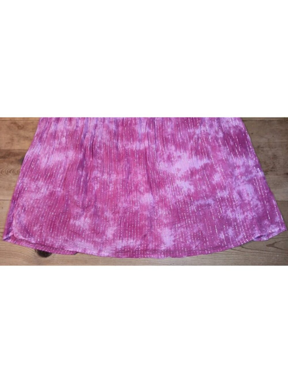 Vtg Kaaku Midi Skirt Women Free One Size Pink Metallic Prairie Festival Cotton - Picture 8 of 9